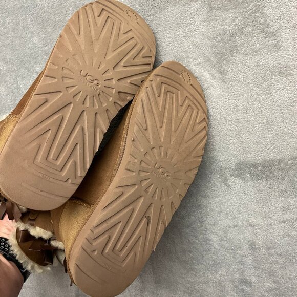 UGG Australia Bailey Bow II Suede Shearling Short Boots Women 10 Brown 1002954 - Picture 9 of 11